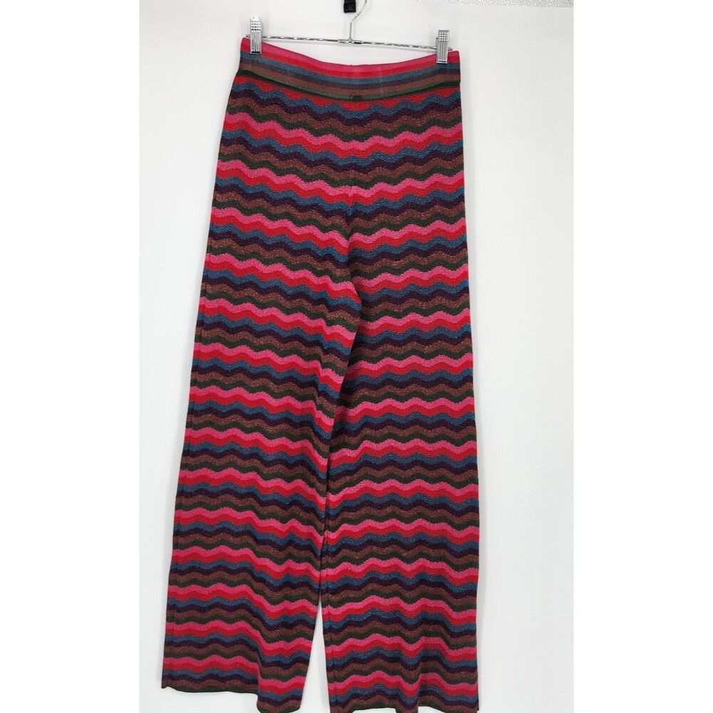 Boden Pants Women 6 UK 10 Jewel Toned Metallic Wave Jacquard Knitted Trousers